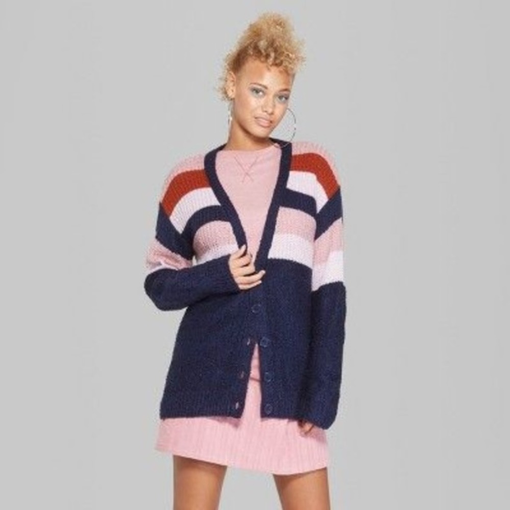 New WILD FABLE Striped Button Front Cardigan - Picture 3 of 8